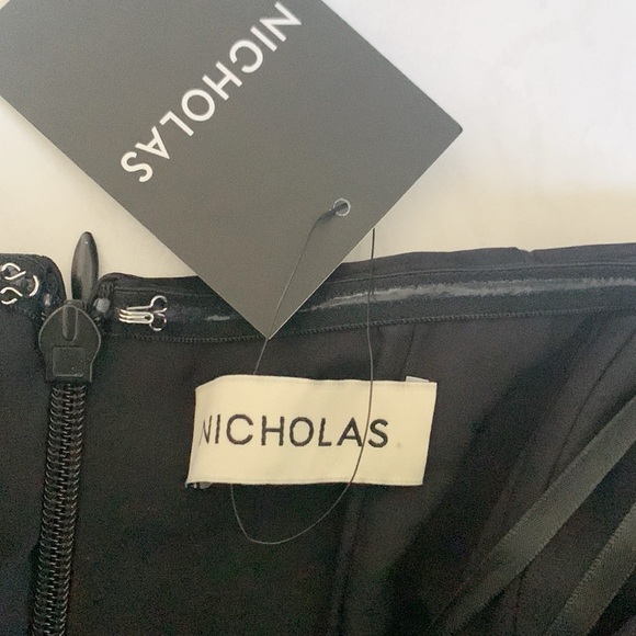 NEW Nicholas Lumo Deep Sweetheart Drop Waist Black Black Tie Mini Dress - Picture 8 of 10